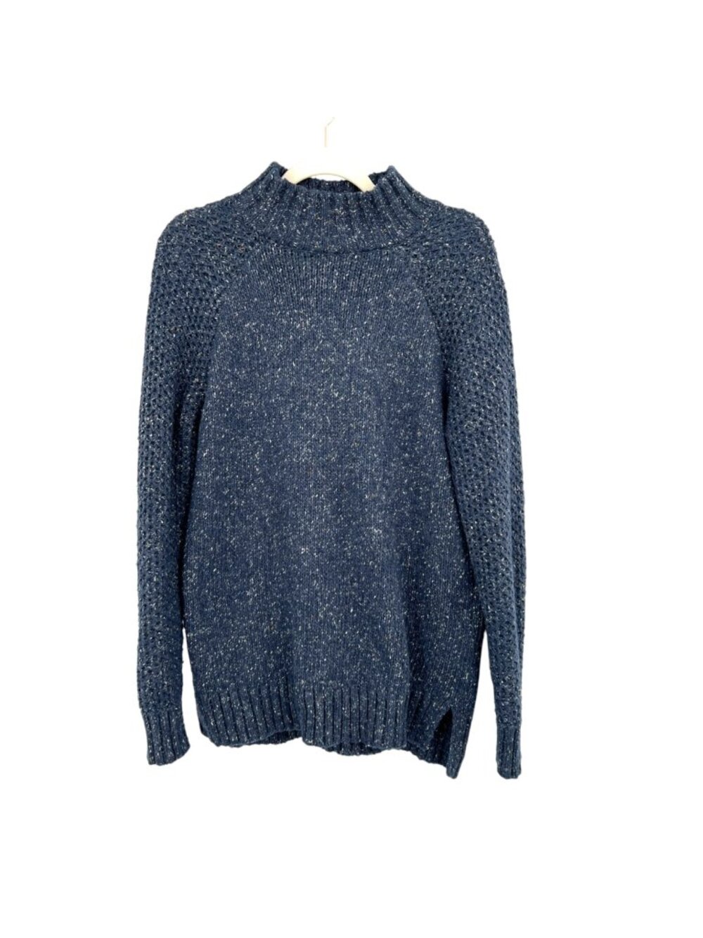 PrAna Ibid Navy Blue Knit Mock Neck Tunic Sweater Size Small Cabincore Gorpcore